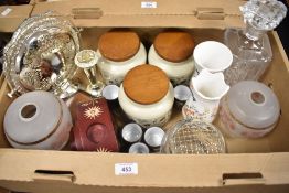 A set of three Hornsea 'Cornrose' caddies and six Impact 1977 egg cups, two Aynsley 'Cottage Garden'