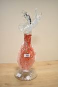 A Murano style hand blown glass figure of a flameco dancer raised on a circular footed base, h34cm
