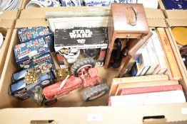 A small selection of vintage toys including a pair of Star Wars salt and pepper shakers including