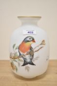A 20th century frosted glass vase decorated with bird, h18.5cm