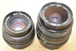 A Pentax 50mm f1.7 lens and a Sigma 35-70mm f3.5-4.5 lens.