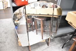 An Art Deco bevelled plate mirror possibly part of a dressing table but no base unit available.
