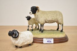A Border Fine Arts animal group 'Swaledale Ewe and Lambs' model number A1248 sold together with a