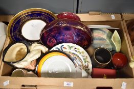 A large Royal Doulton D' Artagnan Toby jug, a Gibson & Sons Windsor Art Ware lustre bowl, a Coalport