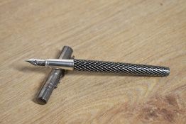 A boxed hallmarked Silver Yard o Led Esprit Standard converter fill fountain pen having diamond