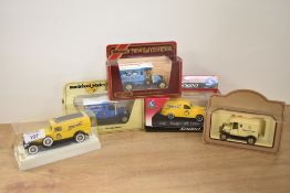 Five die cast model vans all pen and writing equipment related including 2x Waterman , Shaw &
