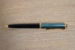A Pelikan 400 Ballpoint pen in Green Striped and Black