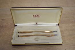 A boxed Cross Gold Filled ballpoint pen and propelling pencil set