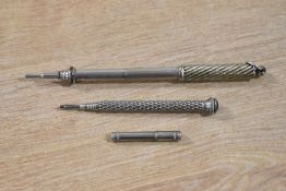 Two mechanical pencils. One marked Y S Lead, England with jewelled top and a retractable pencil with