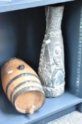 Two 20th-century sundry items, including a large Art Pottery lampfoot depicting a male and female