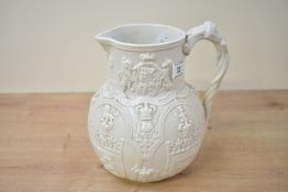 A Victorian William Brownfield Cobridge Pottery ‘Albion’ commemorative jug, of globular body with