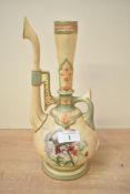 A Victorian Royal Worcester porcelain blush ivory ewer, having a circular body with a cylindrical