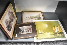 Artist unknown a 20th century oil on board impasto maritime scene sold alongside after A Heaton