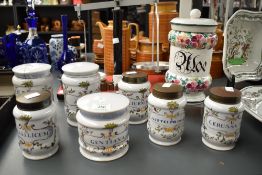 A selection of 19th to 20th-century Dutch apothecary albarello jars, including a large crackle-