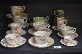 A quantity of 20th-century bone china tea cup and saucer sets, including a pair of Aynsley May