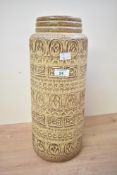 A large mid 20th-century West German studio pottery vase, of cylindrical form and impressed