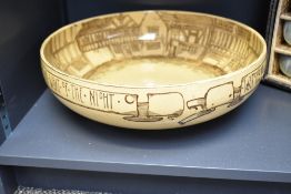 A large Royal Doulton bone china 'Watchman' series bowl, illustrations depict scenes and