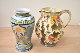 Two late 19th to early 20th-century pieces of hand painted pottery ware, comprising a Henry James