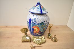 A Thomas Forrester & Son Art Deco ceramic ginger jar, the cover with pinched triangular stepped