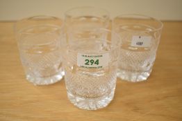 A set of four 20th-century Cumbria Crystal “Grasmere” Old Fashioned Whisky Tumblers, 8oz, each