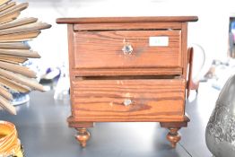 One late 19th-century mahogany tabletop set of drawers, possible apprentice piece, with two
