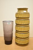 Two mid-20th-century ceramic vases, including a West German Fat Lava-style floor vase in rusty