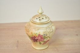 A Victorian Royal Worcester porcelain blush ivory potpourri vase, with domed pierced cover and