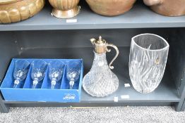 A selection of 20th-century crystal cut glassware items, including an Italian Royal Crystal Rock