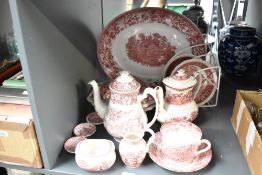 A selection of Victorian Red Toile transfer ware, to include Spode, Royal Worcester, Copeland Spode,