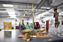 A Victorian set of Piper and Company brass Apothecary Agate Balance with a two sets of graduated