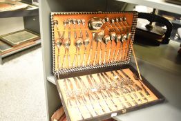 A large vintage silver-plated canteen of cutlery, comprising fifty one pieces approximately,