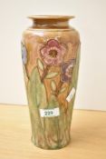 A Royal Doulton stone ware vase, of tapering cylindrical form tube-lined with stylised floral