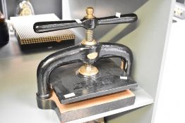A Victorian William Mitchell of Birmingham and London cast iron book press, used to compress books