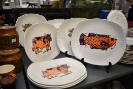 A group of eight 19th century Washington Pottery English Ironstone pottery plates comprising '