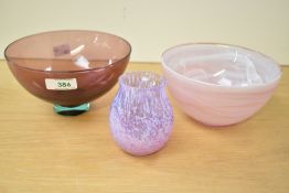 A selection of three 20th-century Studio Art Glass pieces, to include a Holmegaard Glass by Per
