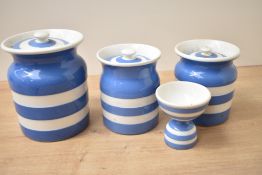 Three T.G Green Cornish ware storage jars largest measuring 15cm tall sold together with a T.G Green