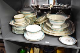 A quantity of 19th-century Copeland and Minton dinnerware, all with similar turquoise and gilt