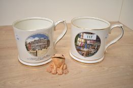 Two 20th-century Gladstone Pottery for Chalsyn Limited ceramic frog surprise mugs, to include