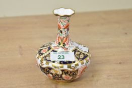 A 20th-century Royal Crown Derby porcelain 'Imari' vase, of small baluster form, inspired by