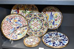 A quantity of late 20th-century to modern Spanish Sevillearte decorative plates, hand-painted in