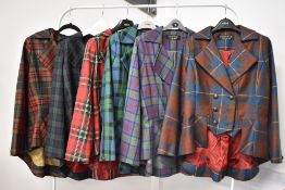 Six Great Scot ladies tartan tailcoats, made in Scotland, to include wool examples, womens' sizes