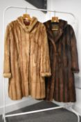 Two 20th century vintage Cooper McKenzie of Dundee fur coats, a blonde and a brown, both 3/4