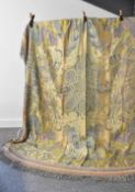 A 1940s Egyptian tapestry bedspread with fringing, woven in sateen cotton fibres with subtle
