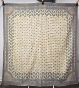 An antique shawl, possibly Norwich 19th century, with intricately woven red and teal floral border