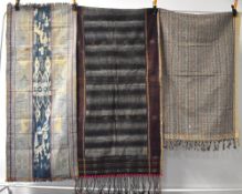 Three cloths, to include Indonesian Sumba royal garment, indicated by deer with spreading horns