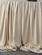 A pair of 20th century vintage raw silk curtains, in beautiful ivory-cream, lined with gauze, with