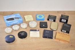 Assorted of 20th century vintage and modern make-up compacts and containers, dry rouges and powders,