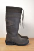 A pair of Toggi Canyon country / riding long boots in brown textured leather with black rubber