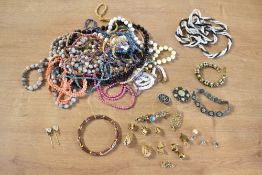 Assorted beaded and costume jewellery.
