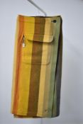 A vintage MunroSpun Scottish wool skirt or driving wrap, in warm yellow and orange stripes with blue